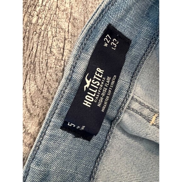 Hollister High Rise Flare Denim Jeans 5L 5 Long Boho Hippie 27 x 33 Baggy 27x33 - Picture 8 of 9